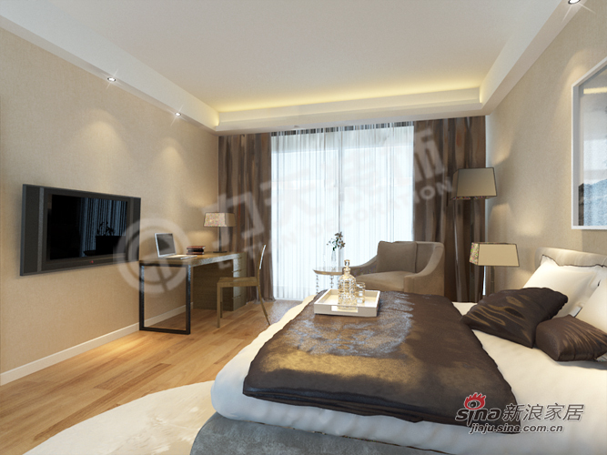 欧式 二居 卧室图片来自阳光力天装饰在境界梅江-D1户型2室2厅2卫1-现代简欧74的分享