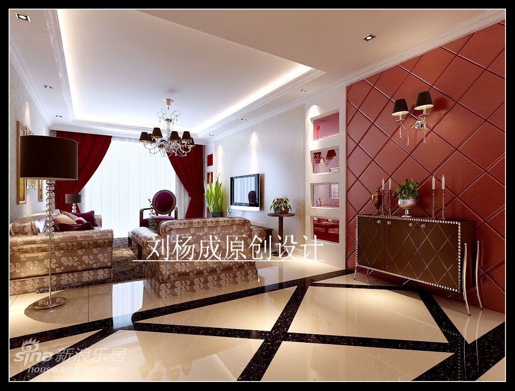 欧式 复式 客厅图片来自用户2757317061在喜庆的复试婚房32的分享
