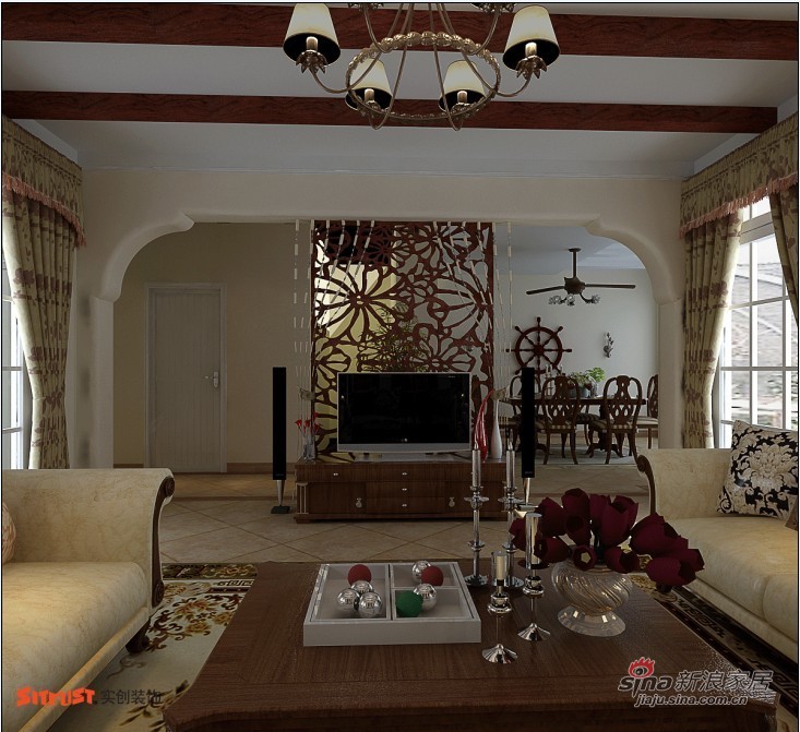 新古典 别墅 客厅图片来自用户1907701233在孔雀城美式乡村风180平别墅58的分享