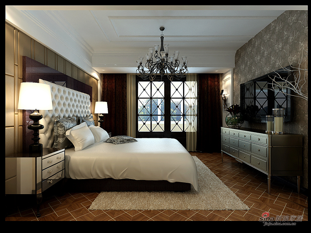 欧式 三居 卧室图片来自用户2746948411在白领10万打造141平欧式古典三居室58的分享