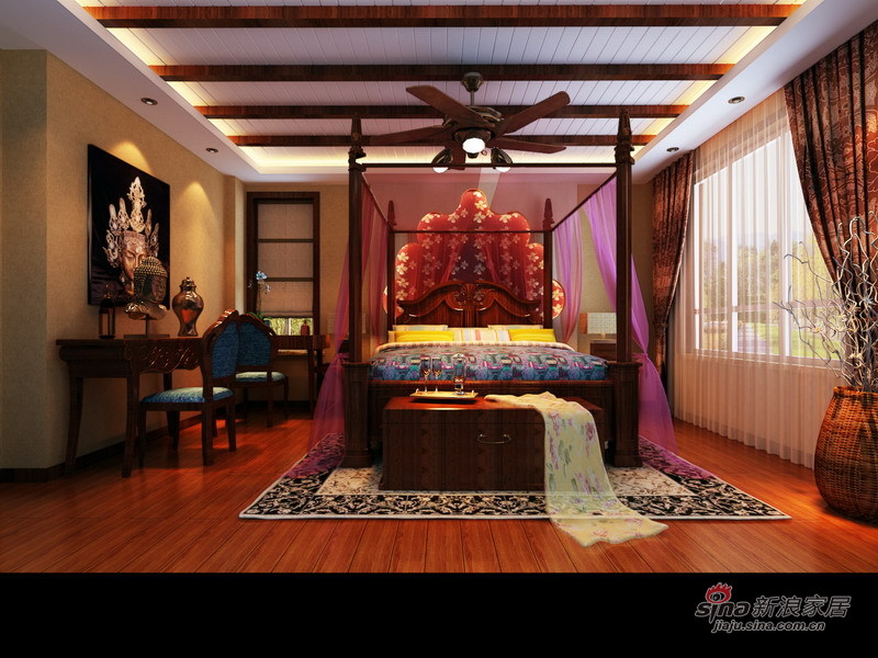 新古典 别墅 卧室图片来自用户1907701233在14万打造180平东南亚爱家73的分享