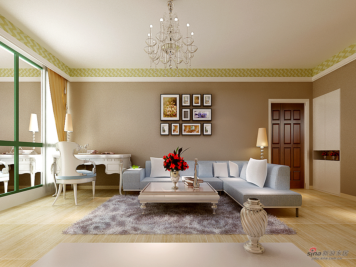 欧式 四居 客厅图片来自用户2746953981在150平百步亭现代城简欧风格69的分享