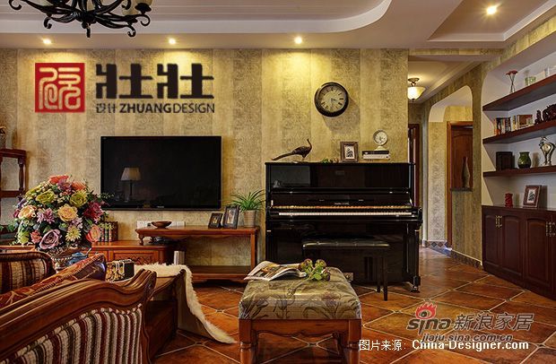 美式 公寓 客厅图片来自用户1907685403在160平全托实景美式风墨境66的分享