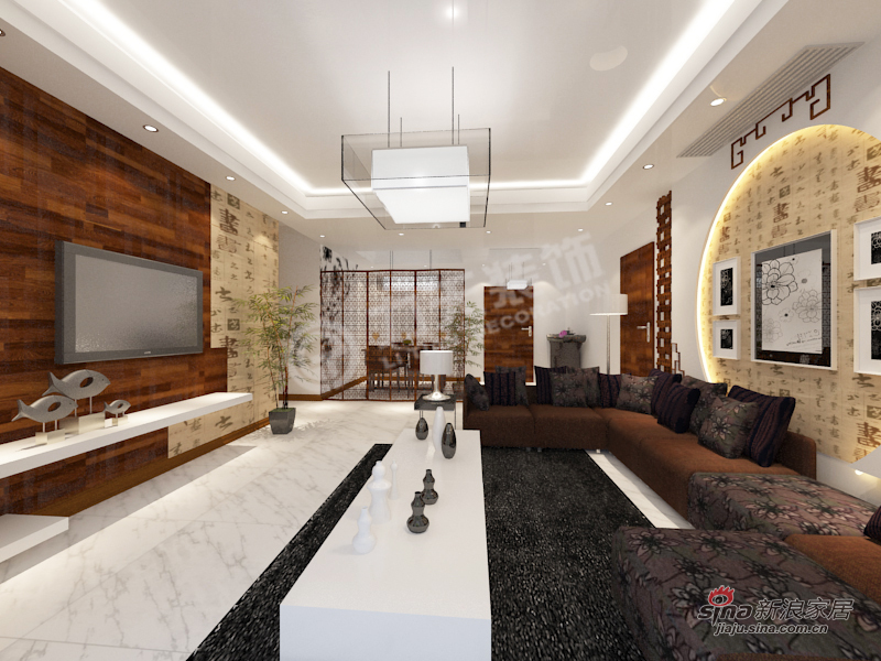 中式 三居 客厅图片来自阳光力天装饰在渤海明珠一期-3室2厅2卫1厨-中式风格20的分享