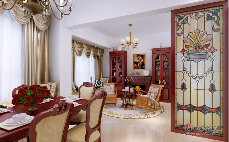 美式 三居 客厅图片来自用户1907686233在125平米四居室美式风格设计62的分享