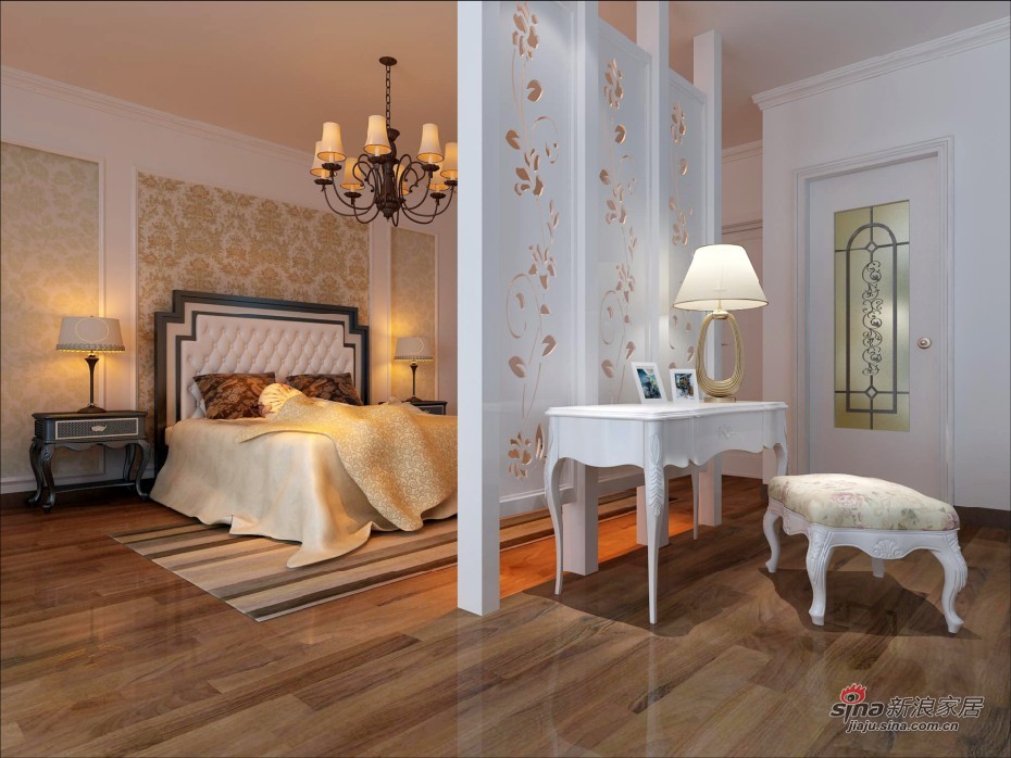 简约 三居 卧室图片来自用户2739378857在奢华的简约风复地东湖国际128平装修95的分享