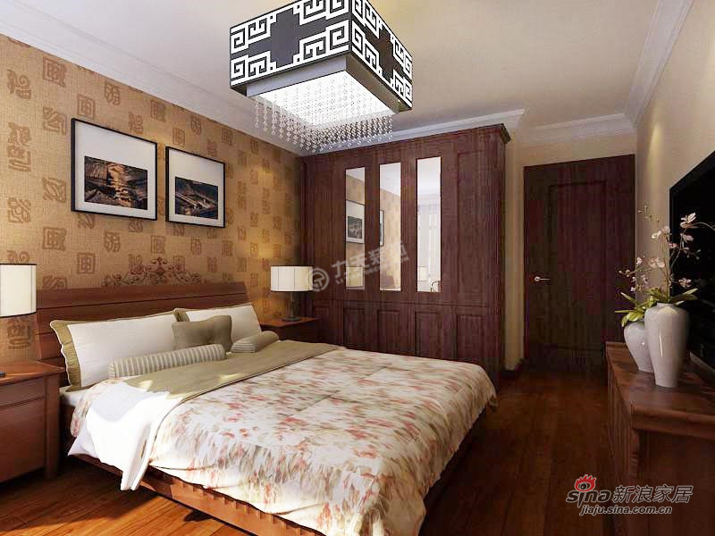 中式 二居 卧室图片来自阳光力天装饰在松江城洋房98.00㎡-2室2厅1卫1厨-中式风格20的分享