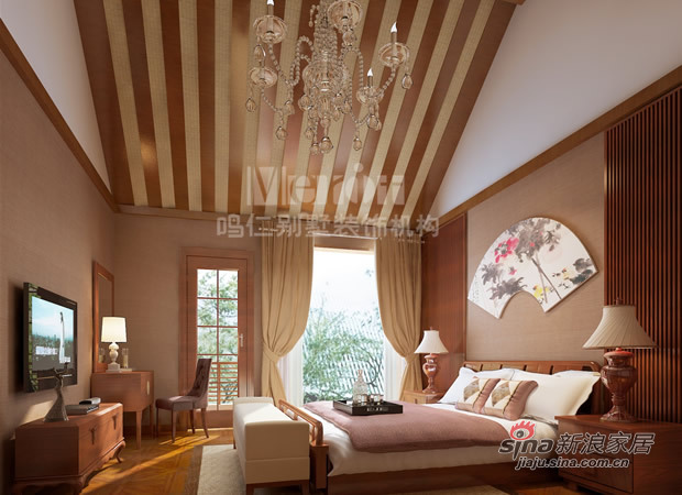 中式 别墅 卧室图片来自用户1907658205在400平中式细腻上山间别墅36的分享