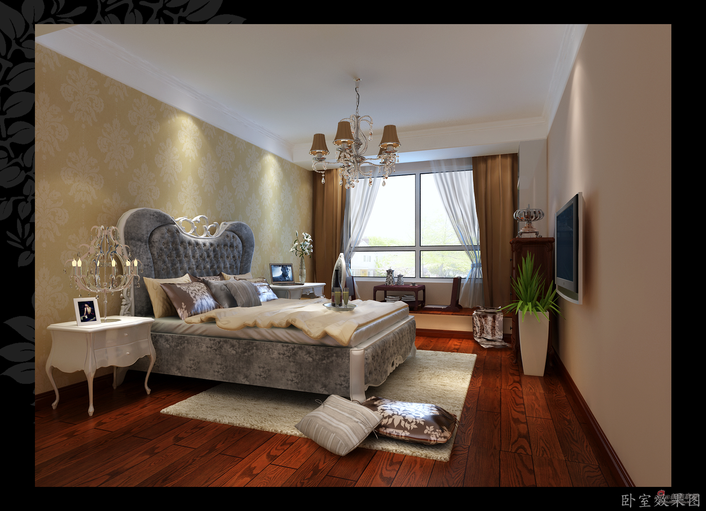 欧式 四居 卧室图片来自用户2746869241在17万打造悦城欧式四居室77的分享