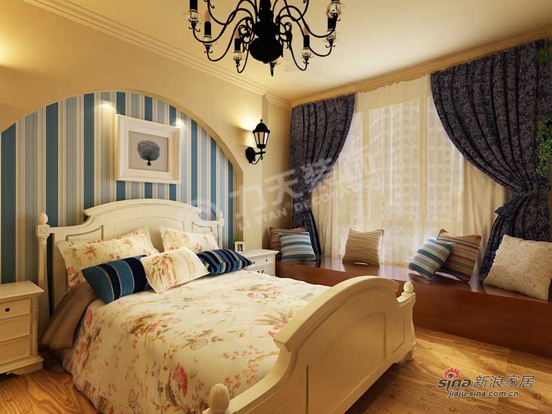 地中海 二居 卧室图片来自阳光力天装饰在华城景苑-2室1厅1卫1厨-地中海风格48的分享