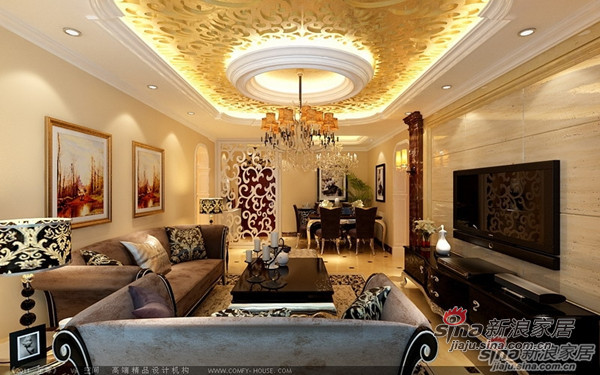 欧式 三居 客厅图片来自用户2746948411在148平古典奢华版欧式风格3居室95的分享