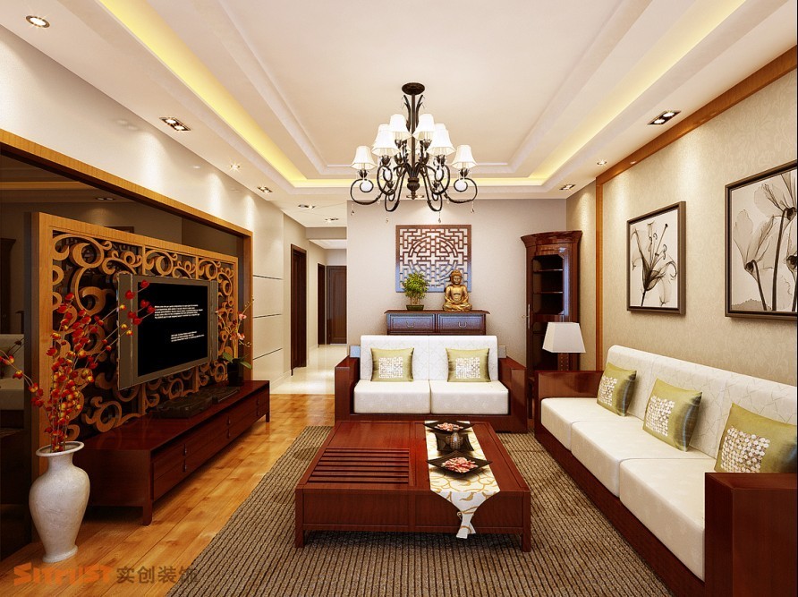 中式 三居 客厅图片来自用户1907659705在100平米3居室中式混搭装修25的分享