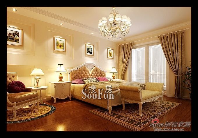 欧式 三居 卧室图片来自用户2557013183在130平米欧美风情美家 奢华三居21的分享