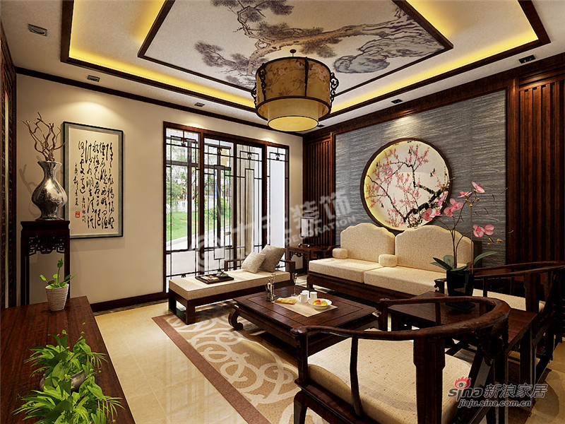 中式 三居 客厅图片来自阳光力天装饰在枫丹天城- 三室两厅一厨两卫-中式93的分享