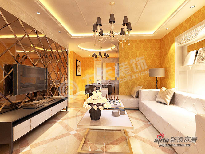 欧式 二居 客厅图片来自阳光力天装饰在102平华城领秀欧式两居85的分享