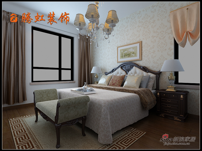 中式 三居 卧室图片来自用户1907661335在110平完美新中式三居70的分享