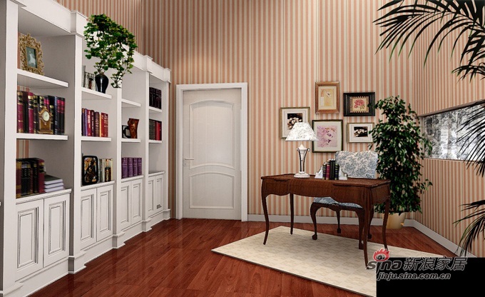 美式 别墅 书房图片来自用户1907685403在【领袖慧谷】350平美式奢华设计方案43的分享