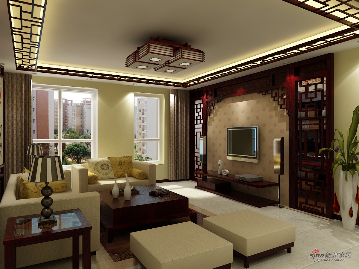 中式 四居 客厅图片来自用户1907661335在8.1万打造路劲太阳城中式风格88的分享