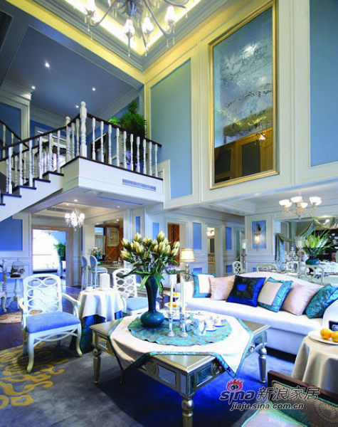 欧式 loft 客厅图片来自用户2745758987在美人鱼的奢华世界 82平梦幻感蓝色复式家装69的分享