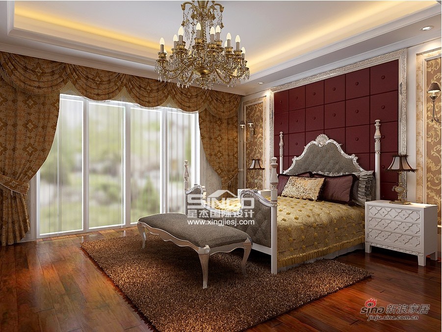 混搭 别墅 卧室图片来自用户1907689327在星杰国际设计88万装434㎡ 混搭风格84的分享