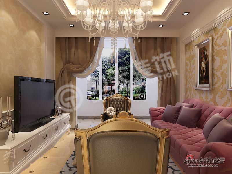 欧式 二居 客厅图片来自阳光力天装饰在华城佳苑二居浪漫欧式风67的分享