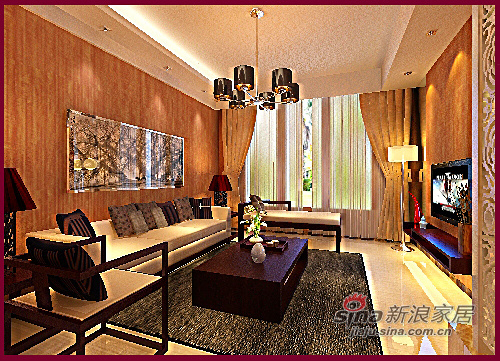 中式 三居 客厅图片来自用户1907658205在新中式古典风格三居室61的分享
