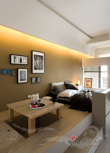 现代 一居 客厅图片来自佰辰生活装饰在26平极简现代时尚风格蜗居71的分享