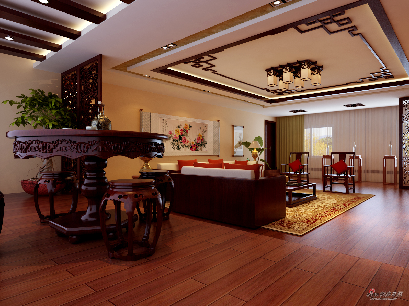 中式 四居 客厅图片来自用户1907661335在中式风格设计51的分享