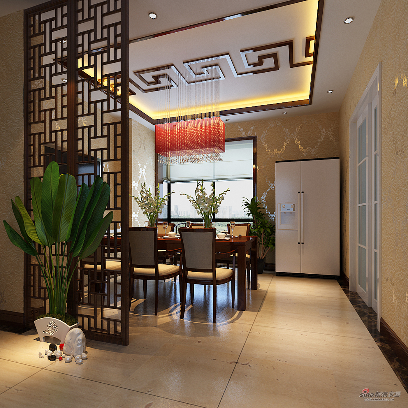 中式 别墅 餐厅图片来自用户1907659705在北京湾345平简中式独栋别墅装修18的分享