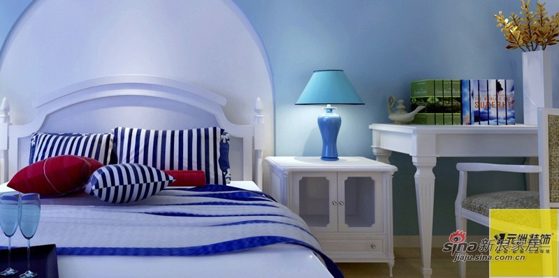 地中海 二居 卧室图片来自用户2756243717在实景装修地中海风格，7万精装96平米二居76的分享
