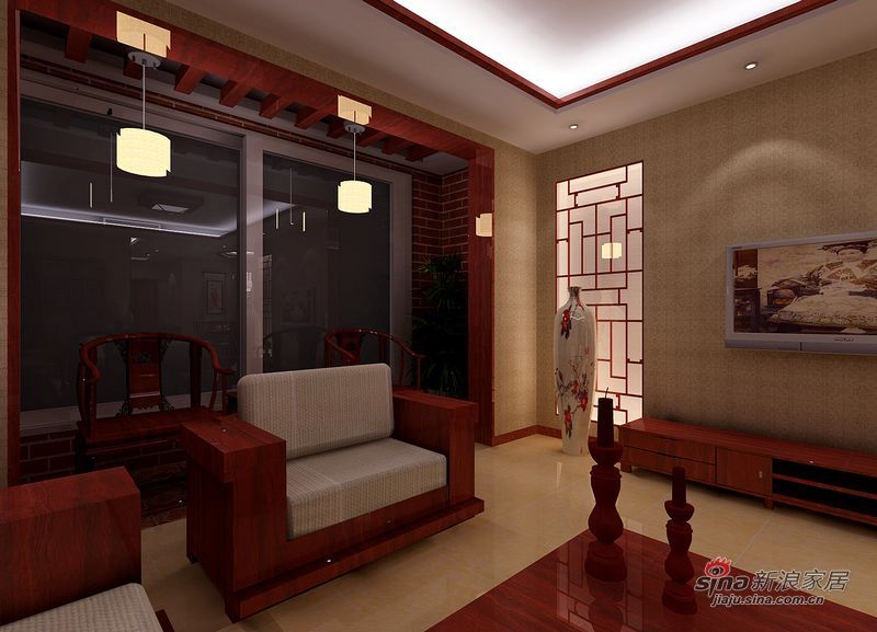中式 三居 客厅图片来自城市人家犀犀在壹街区现代中式62的分享