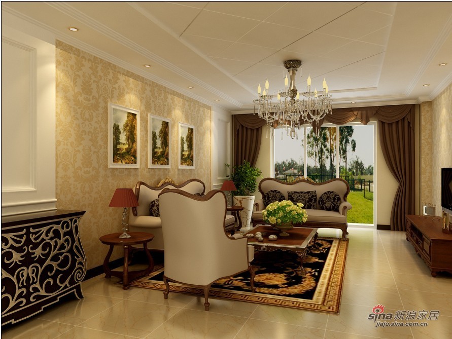 欧式 三居 客厅图片来自用户2557013183在欧式庄园144平高贵古典美11的分享
