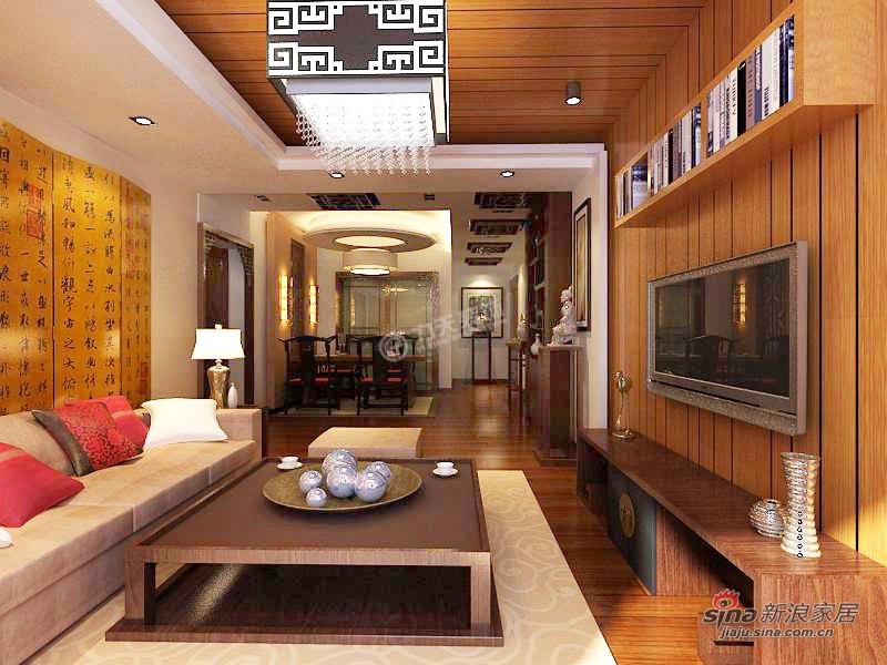 中式 二居 客厅图片来自阳光力天装饰在松江城洋房98.00㎡-2室2厅1卫1厨-中式风格20的分享
