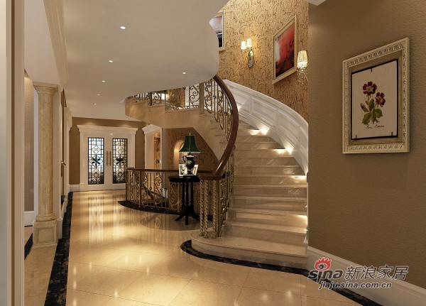 美式 别墅 楼梯图片来自用户1907686233在新美式风情 舒适随意的自由生活29的分享