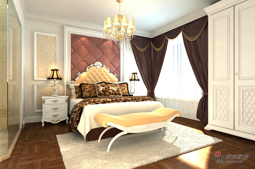 欧式 三居 卧室图片来自用户2746948411在150平欧式浪漫风情婚房89的分享