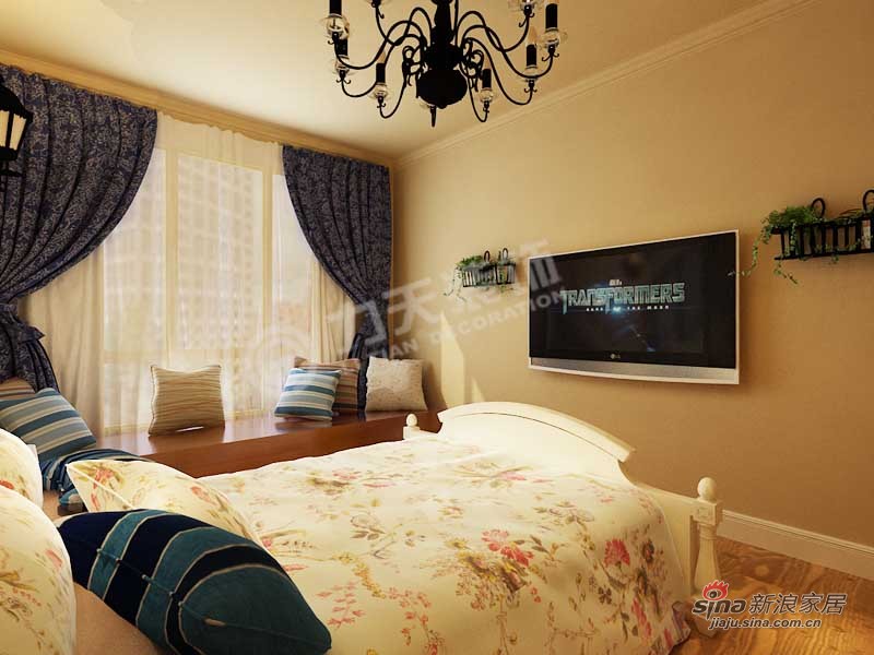 地中海 二居 卧室 公主房 飘窗图片来自阳光力天装饰在华城景苑-2室1厅1卫1厨-地中海风格48的分享