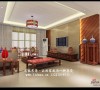 中式风格住宅装修设计-客厅设计效果图
