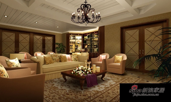 美式 别墅 客厅图片来自用户1907686233在400平普罗旺斯美式风格设计方案87的分享