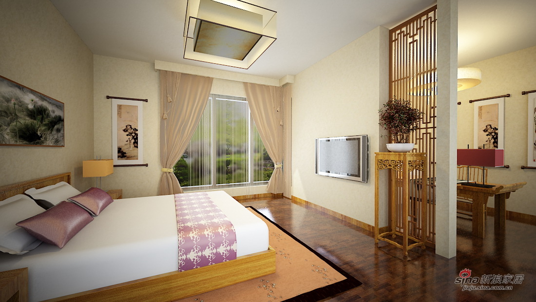 中式 二居 卧室图片来自用户1907662981在5.3万打造 渤海明珠 两居 中式风格74的分享