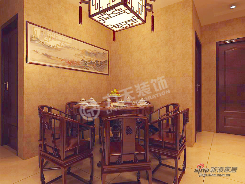 中式 二居 餐厅图片来自阳光力天装饰在天地源欧築1898-2室2厅1卫1厨 -中式风格21的分享