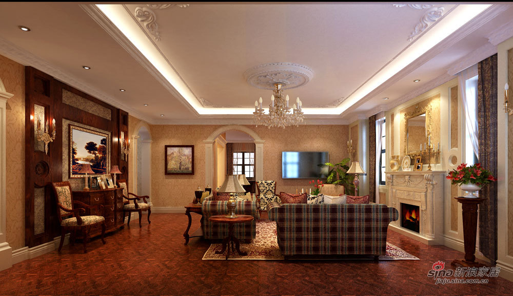 欧式 别墅 客厅图片来自用户2772873991在麦卡伦地211平欧式风格案例欣赏21的分享