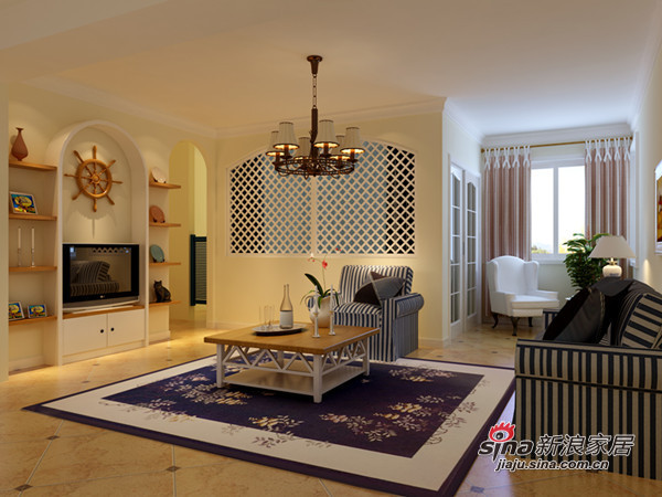欧式 二居 客厅图片来自用户2746948411在5万元巧装60平米的地中海爱窝70的分享