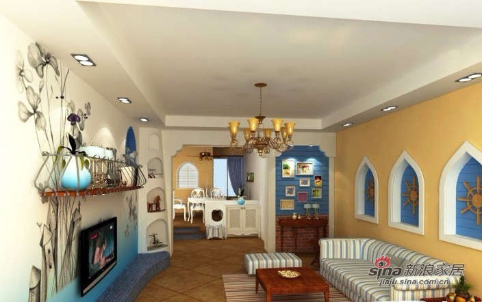 地中海 三居 客厅图片来自用户2756243717在8.9万元打造120平的地中海设计62的分享