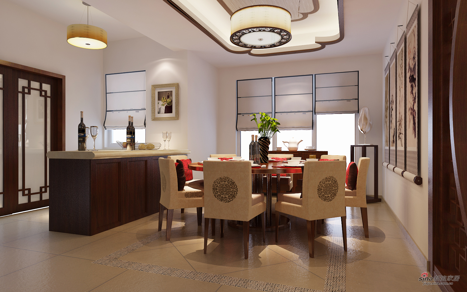 中式 四居 餐厅图片来自用户1907661335在268平中式风格36的分享