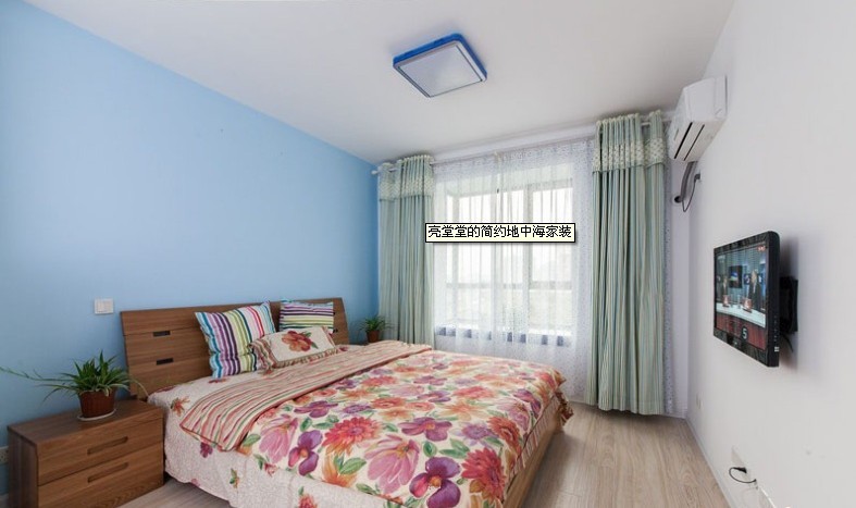 地中海 二居 卧室图片来自用户2756243717在100平蓝色情怀打造地中海风格两居室94的分享