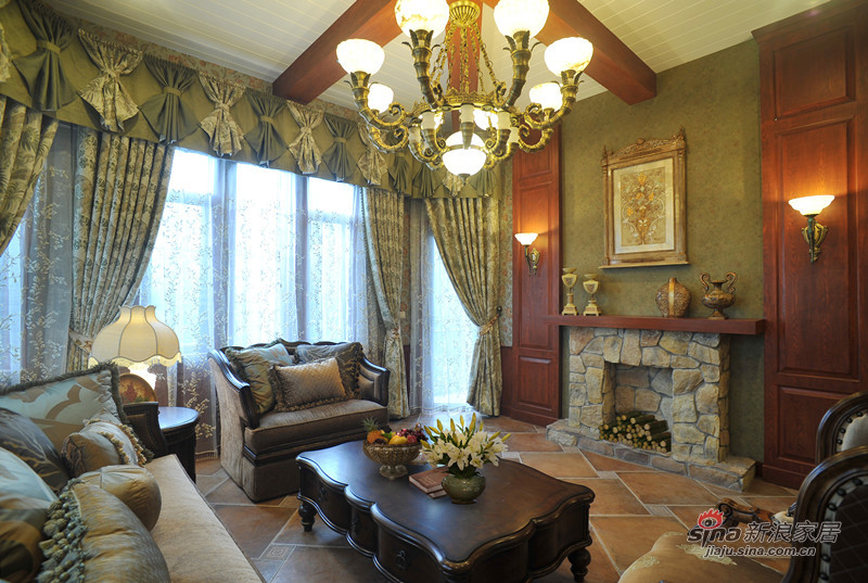 美式 别墅 客厅图片来自用户1907685403在美式休闲风格大别墅13的分享
