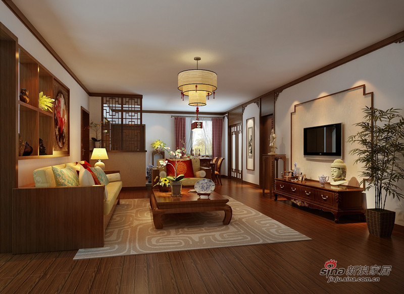 中式 四居 客厅图片来自用户1907661335在10万巧装160平四居室中式大气风格68的分享