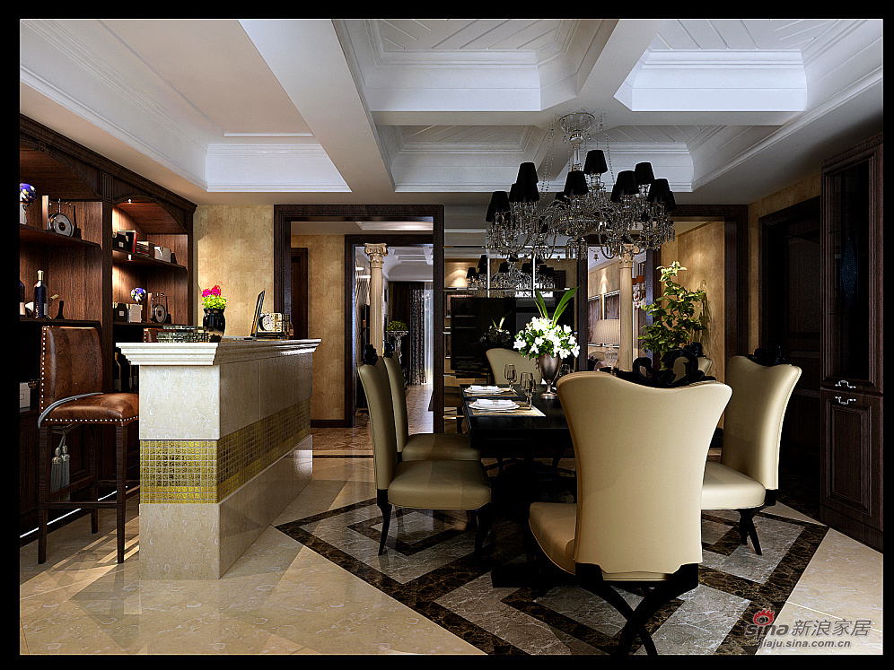 欧式 三居 餐厅图片来自用户2746948411在白领10万打造141平欧式古典三居室58的分享