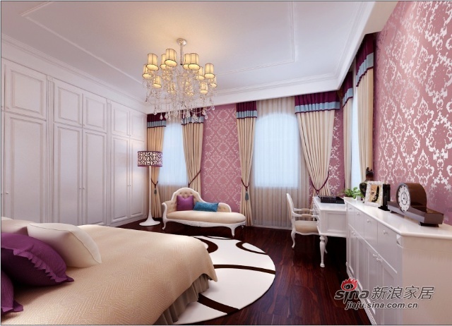 欧式 别墅 卧室图片来自用户2746953981在全包600平简欧于混搭风格别墅装修案例43的分享
