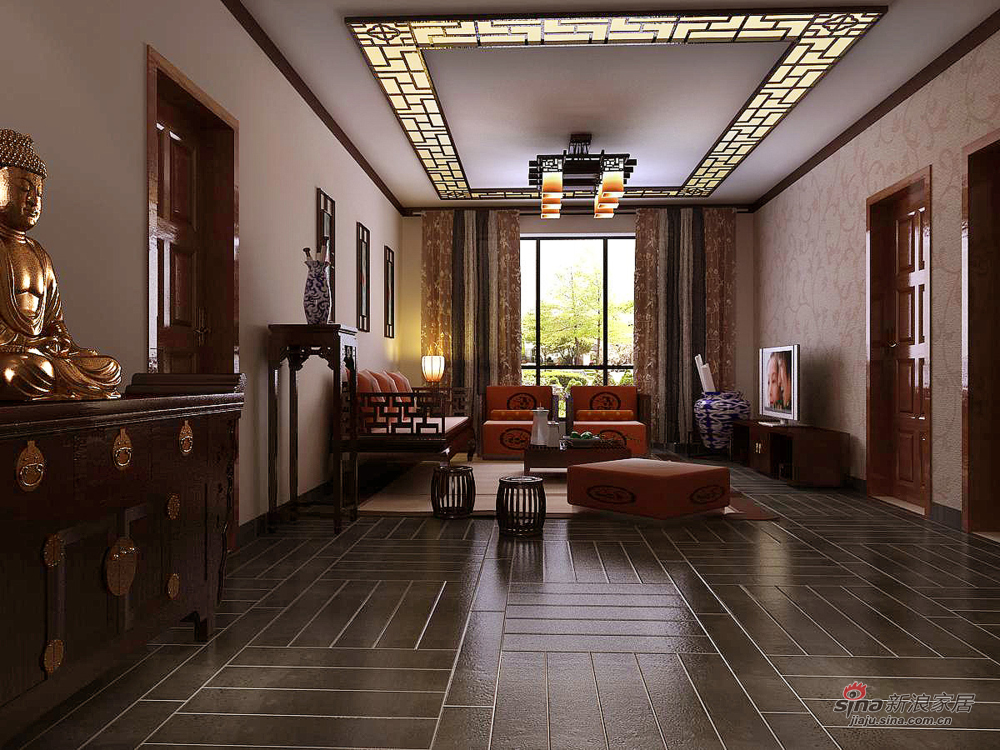 中式 三居 客厅图片来自用户1907658205在天津实创装饰-新中式风格70的分享